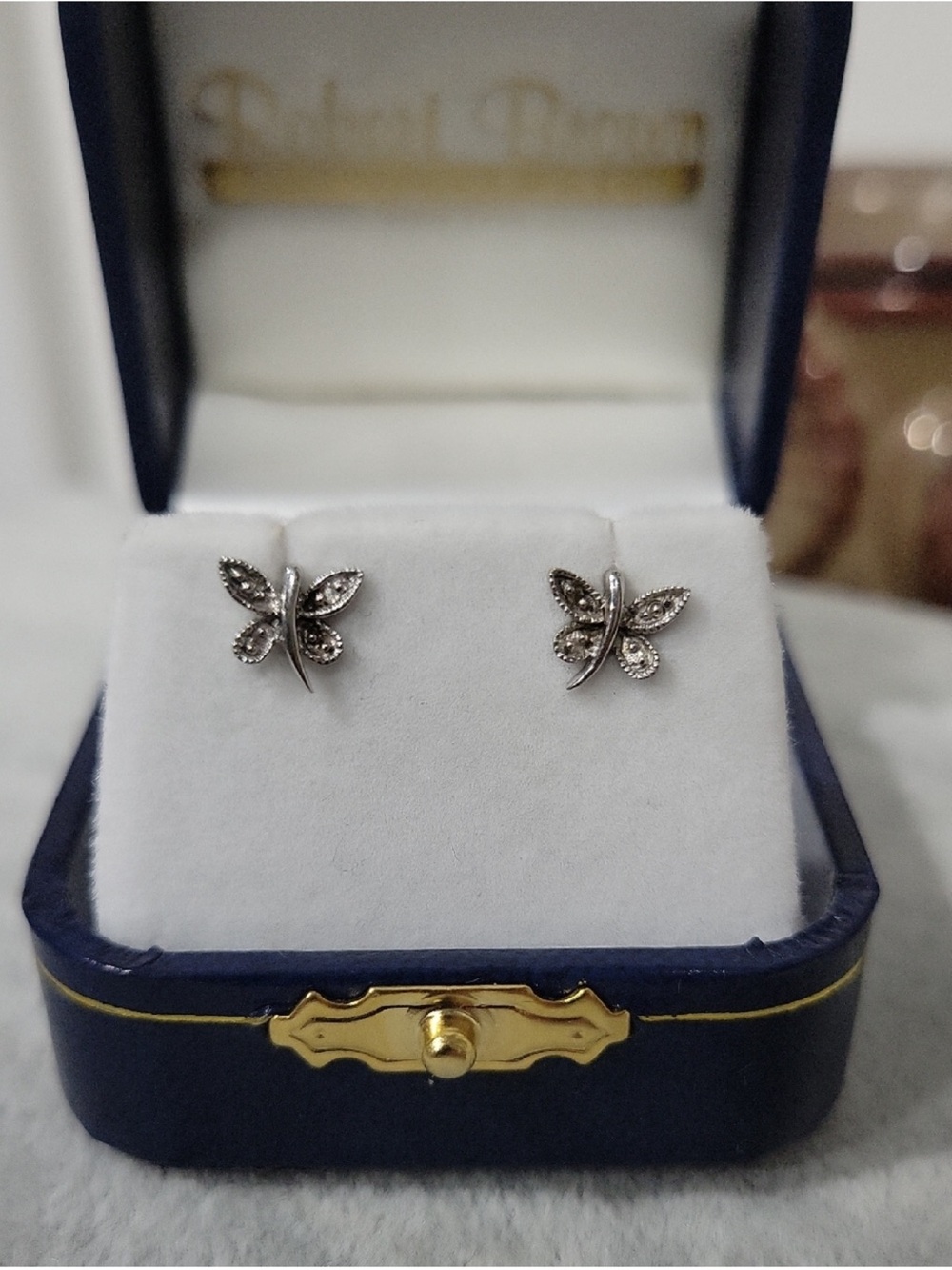 White gold 10k Butterfly Stud Earrings